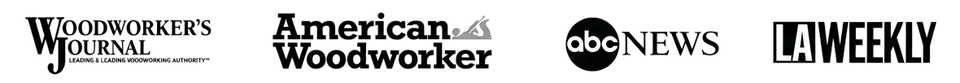 Logos: Woodworker's Journal, American Woodworker, ABC News, LA Weekly